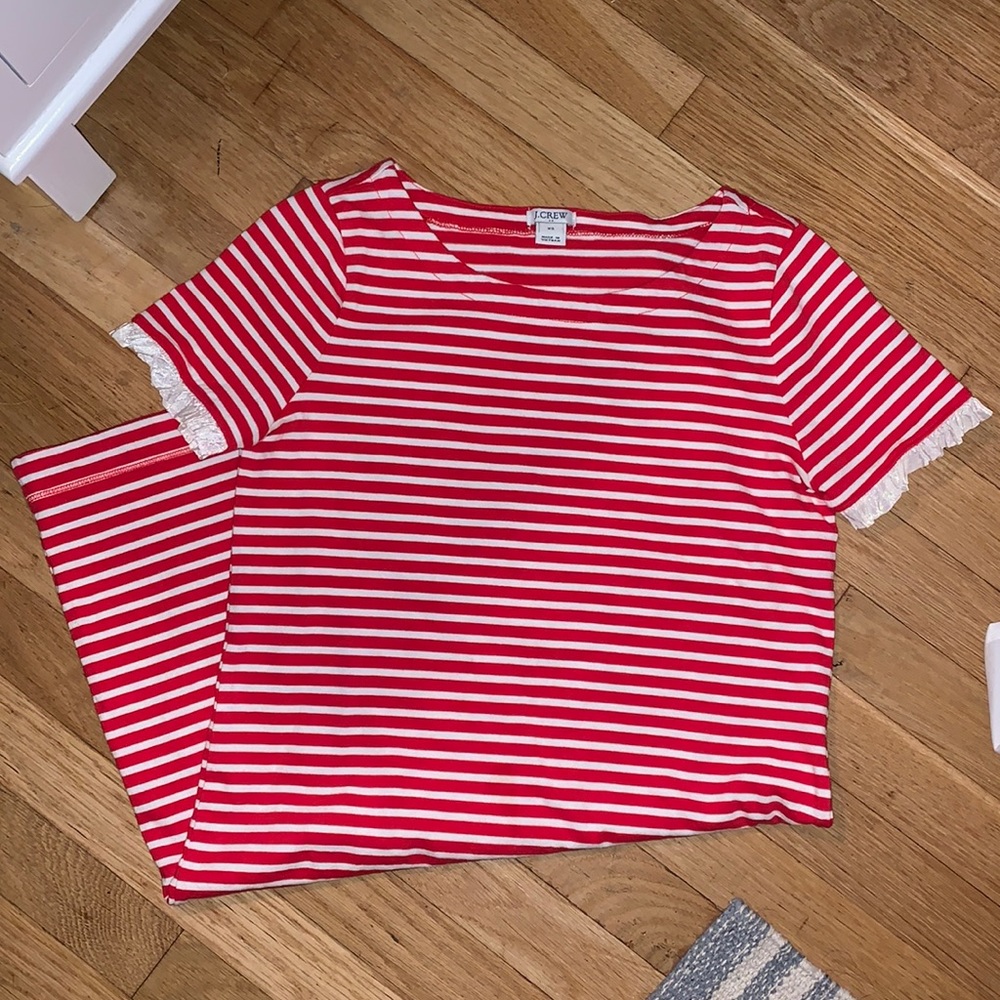 Red and white striped dress